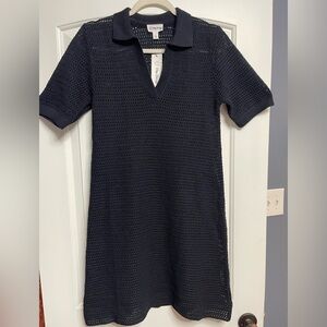 The Drop Black Knit Polo Dress